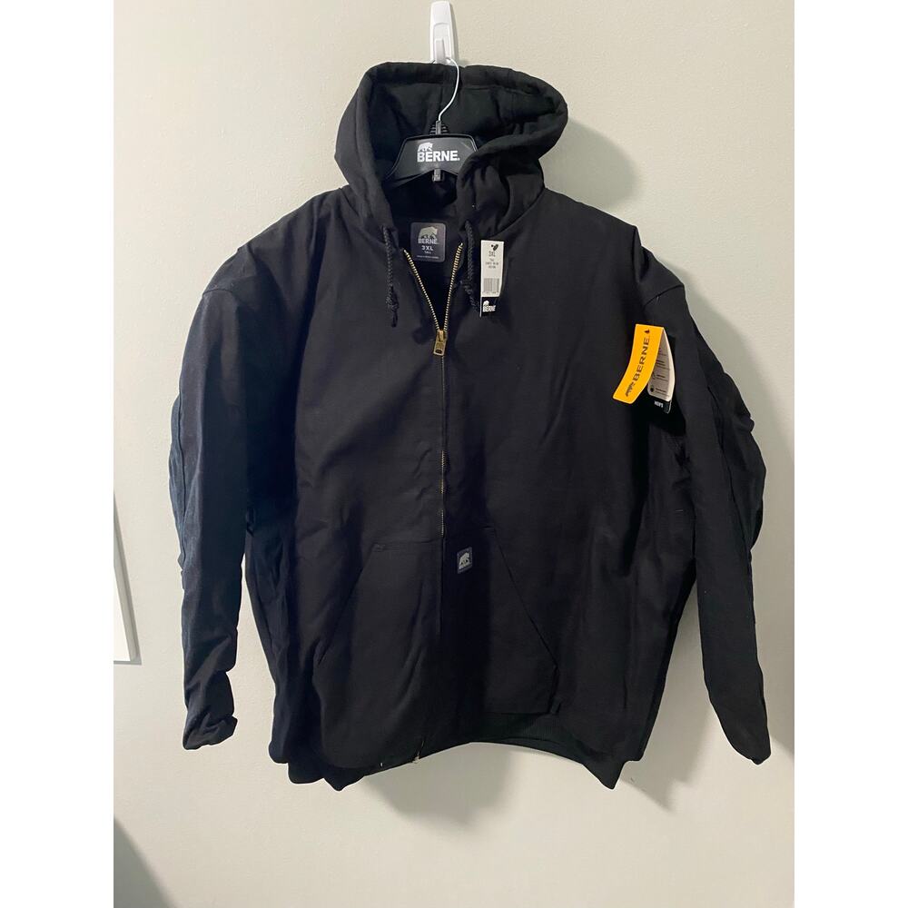 New Berne Heritage Highland Washed Cotton Duck Hooded Jacket, Black Size 3XLT